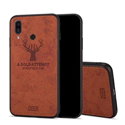 DEER CLOTH BACK CASE FOR SAMSUNG A40 - BROWN
