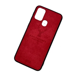 DEER CLOTH BACK CASE FOR SAMSUNG M21 - RED