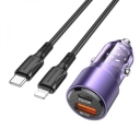 Φορτιστής Αυτοκινήτου με Καλώδιο Type-C to Type-C - High Power Car Charger Crystal Dual Port 83 Watt - Image 1