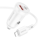 Φορτιστής Αυτοκινήτου με Καλώδιο Type-C to iPhone Dual Mini Car Charger White - Image 1