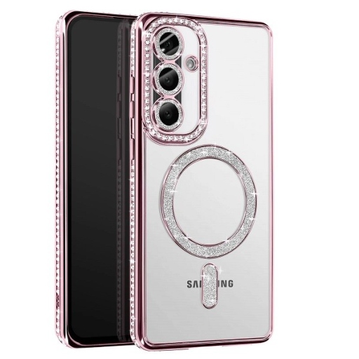 Galaxy A56 Θήκη Σιλικόνης με Glitter - Strass Rose