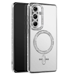 Galaxy A56 Θήκη Σιλικόνης με Glitter - Strass Silver
