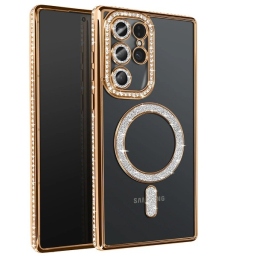 Samsung Galaxy S25 Ultra Θήκη Σιλικόνης με Glitter - Strass Gold