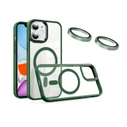 iPhone 11 Θήκη Κινητού MagSafe με Προστασία Κάμερας Πράσινη - Back Case Green Frame and Lens