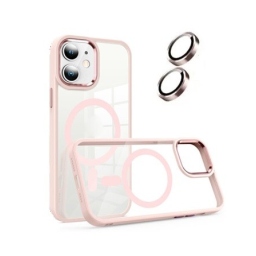 iPhone 11 Θήκη Κινητού MagSafe με Προστασία Κάμερας Ροζ - Back Case Pink Frame and Lens