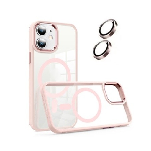iPhone 11 Θήκη Κινητού MagSafe με Προστασία Κάμερας Ροζ - Back Case Pink Frame and Lens