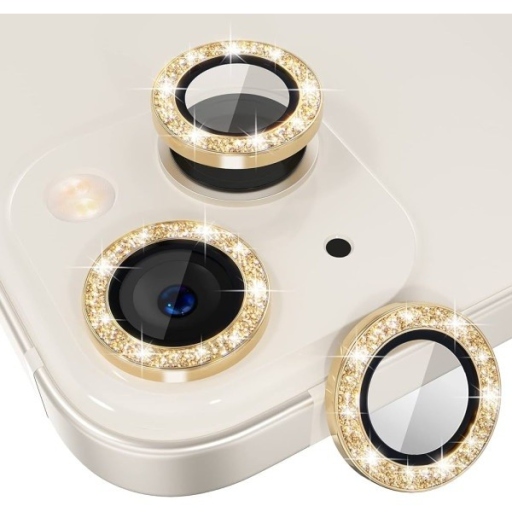 iPhone 13 Προστασία Κάμερας Gold Glitter Lens
