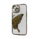 iPhone 14 Glitter Case Butterfly - Θήκη Σιλικόνης με Προστασία Κάμερας Gold - Image 2