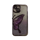 iPhone 14 Glitter Case Butterfly - Θήκη Σιλικόνης με Προστασία Κάμερας Purple - Image 1