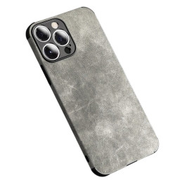iPhone 14 Pro Θήκη Προστασίας Κινητού - Mobile Back Case Leather Lampskin Shockproof Grey