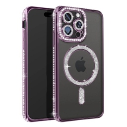 iPhone 14 Pro Max Θήκη Magsafe Glitter - Strass Μωβ