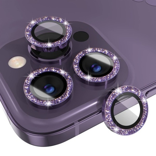 iPhone 14 Pro Προστασία Κάμερας Μωβ Glitter Lens