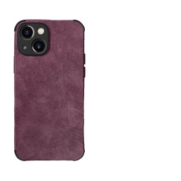 iPhone 14 Pro Θήκη Προστασίας Κινητού - Mobile Back Case Leather Lampskin Shockproof Plum