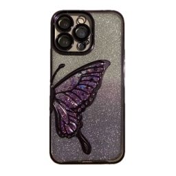 iPhone 15 Pro Max Glitter Case Butterfly - Θήκη Σιλικόνης με Προστασία Κάμερας Purple