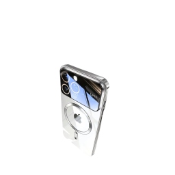 iphone 15 Pro Max MagSafe Θήκη με Προστασία Κάμερας - Silicone Case Camera Lens Protection Silver