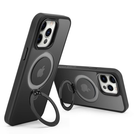 iPhone 15 Pro Max Θήκη MagSafe Black με Ring Stand