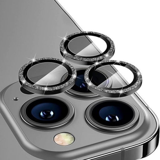 iPhone 16 Pro Max Προστασία Κάμερας με Στρας - Black