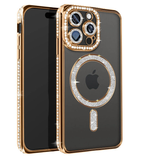 iPhone 16 Pro Max Χρυσαφί Θήκη Glitter & Strass Style