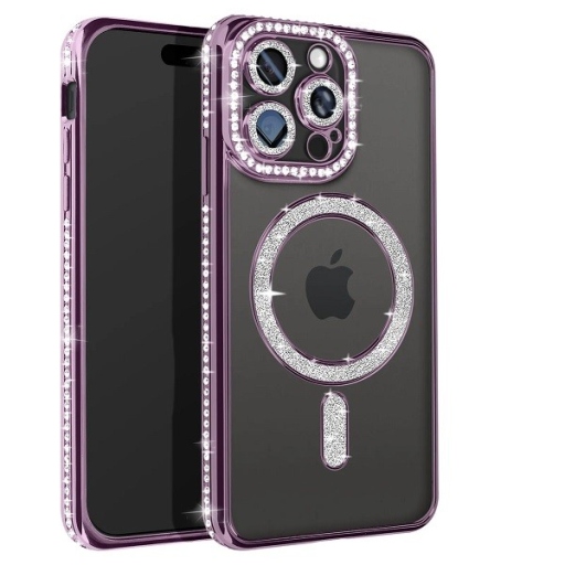 iPhone 16 Pro Max Θήκη Magsafe Glitter-Strass Μωβ