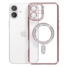 iPhone 16 Θήκη Magsafe Glitter - Strass Rose - Gold