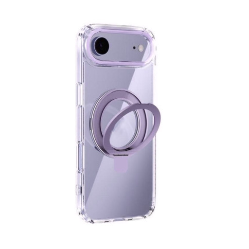 iPhone 17 Air Θήκη Διάφανη με Λιλά MagSafe Ring & Stand