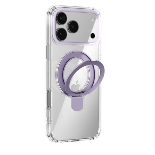 iPhone 17 Pro Θήκη Διάφανη με Λιλά MagSafe Ring & Stand