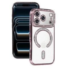 iPhone 17 Pro Ροζ Θήκη Magsafe με Glitter & Strass