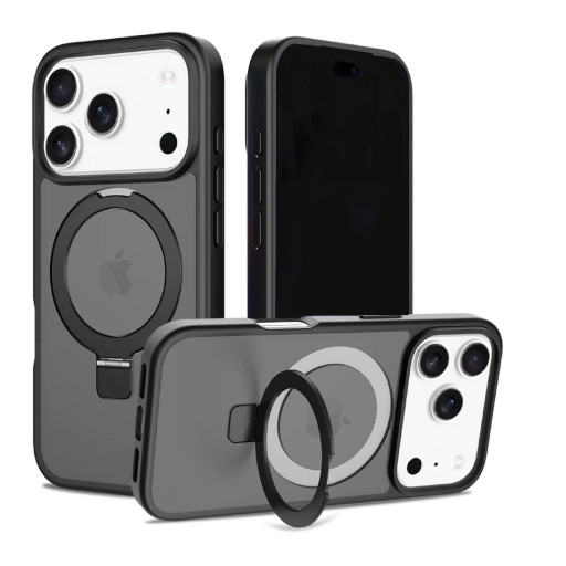 MagSafe Μαύρη Θήκη με Ring Stand για iPhone 17 Pro Max | Matte Προστασία