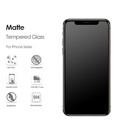 iPhone XS Max Tempered Glass Full Protection Matte Anti-Finger - Ματ Τζάμι Πλήρους Προστασίας Οθόνης Κινητού