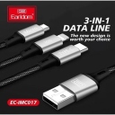 Καλώδιο Ταχείας Φόρτισης 3 σε 1 - Fast Cable USB Charger EARLDOM EC-IMC017 - Image 2