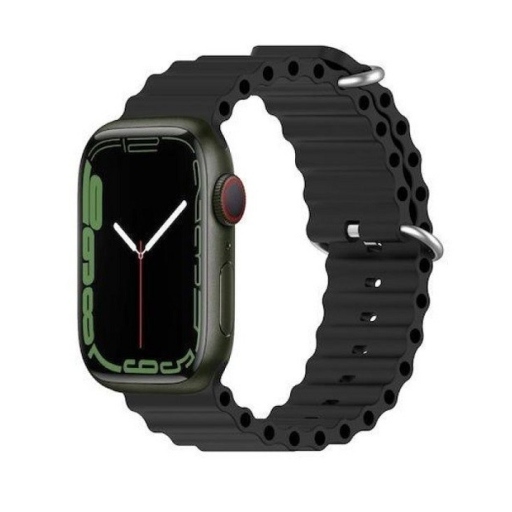 Λουράκι Apple Watch 42 - 44 - 45 - 49 mm Σιλικόνης Wave Black