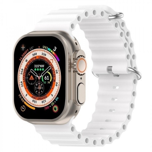Λουράκι Apple Watch 42 - 44 - 45 - 49 mm Σιλικόνης Wave White