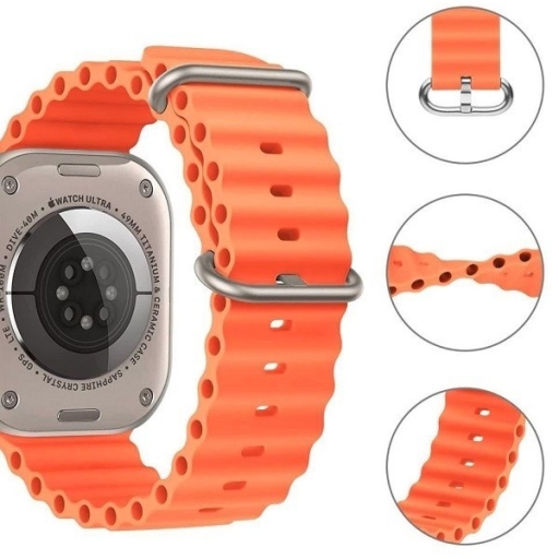 Λουράκι Apple Watch 42 - 44 - 45 - 49 mm Σιλικόνης Wave Orange