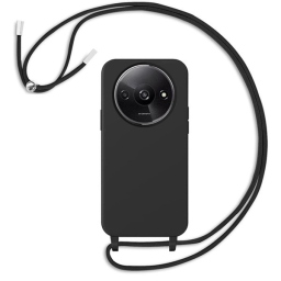 Xiaomi Poco C75 Μαύρη Θήκη με Κορδόνι και Mεταλλικά Stop