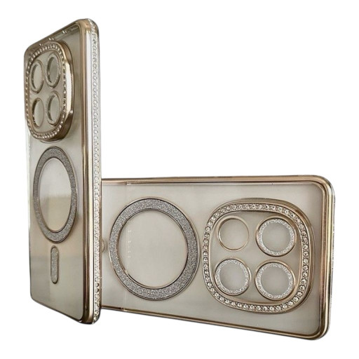 Redmi Note 14 Pro 5G Θήκη Σιλικόνης Glitter & Strass - Gold