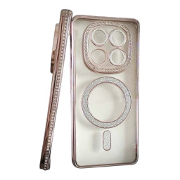 Redmi Note 14 Pro Plus Θήκη Σιλικόνης Glitter & Strass - Rose