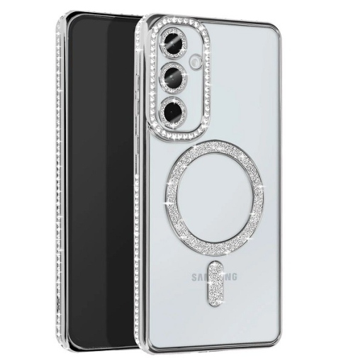 Samsung Galaxy A35 Θήκη Ασημί Magsafe Glitter - Strass