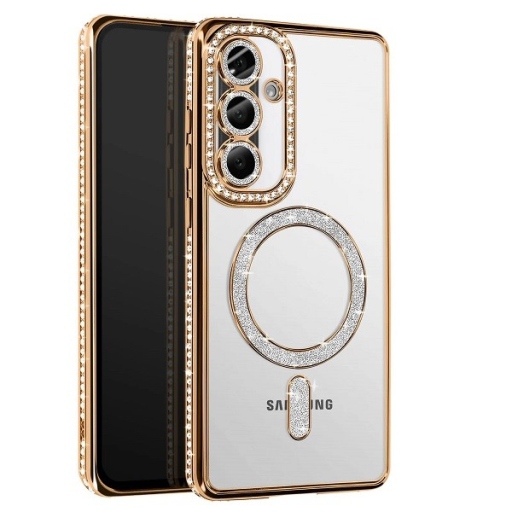 Samsung Galaxy A56 Θήκη Σιλικόνης με Glitter - Strass Gold