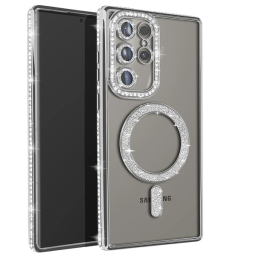 Samsung Galaxy S24 Ultra Glitter and Strass Θήκη Σιλικόνης Silver