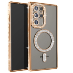 Samsung Galaxy S24 Ultra Glitter και Strass Θήκη Σιλικόνης Gold