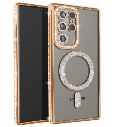 Samsung Galaxy S24 Ultra Glitter και Strass Θήκη Σιλικόνης Gold