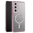 Samsung Galaxy S25 - Ροζ Θήκη Σιλικόνης με Glitter και Strass - Image 1