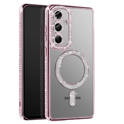 Samsung Galaxy S25 - Ροζ Θήκη Σιλικόνης με Glitter και Strass