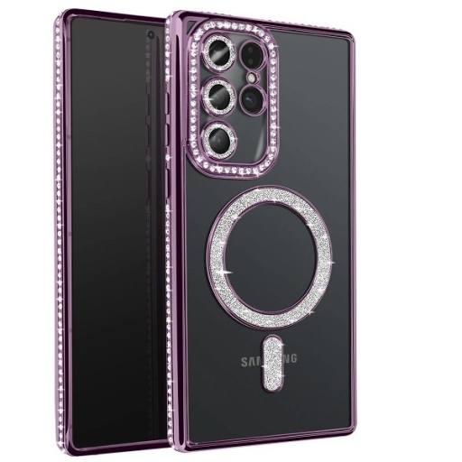 Samsung Galaxy S25 Ultra - Μωβ Θήκη Σιλικόνης με Glitter - Strass