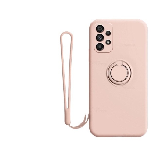ΘΗΚΗ ΠΡΟΣΤΑΣΙΑΣ ΣΙΛΙΚΟΝΗΣ ΓΙΑ SAMSUNG GALAXY A52 4G/5G ΜΕ ΔΑΧΤΥΛΙΔΙ ΚΑΙ ΠΡΟΣΤΑΣΙΑ ΚΑΜΕΡΑΣ - BACK COVER SILICON  RING HOLDER - ΡΟΖ - OEM