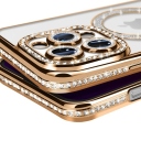 iPhone 13 Pro Θήκη Magsafe Σιλικόνης με Glitter και Strass Gold - Image 3