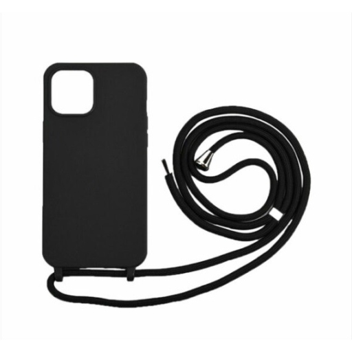 iPhone 16 Pro Max Μαύρη Θήκη Σιλικόνης με Κορδόνι