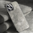 Θήκη με προστασία κάμερας Shockproof Lampskin Leather BackCase iPhone 14 Plus - Grey - Image 1
