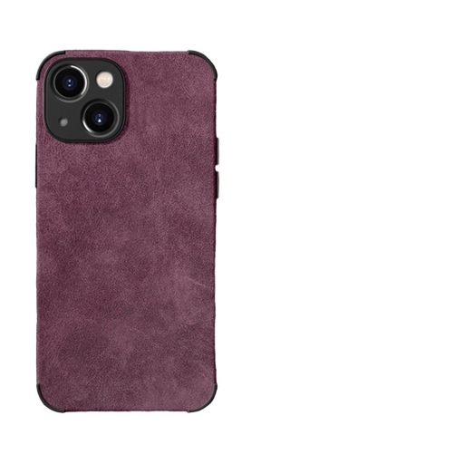 Θήκη με προστασία κάμερας Shockproof Lampskin Leather BackCase iPhone 14 Pro Max - Plum