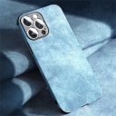 Θήκη με προστασία κάμερας Shockproof Lampskin Leather BackCase iPhone 13 Pro Max - Sky Blue - Image 1
